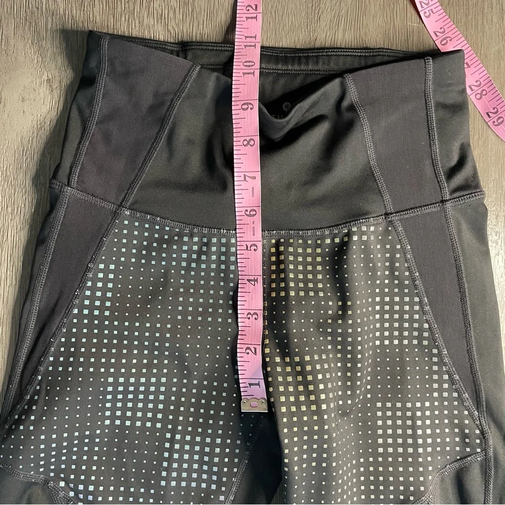 Athleta Black And Rainbow Square High Waisted Leggings